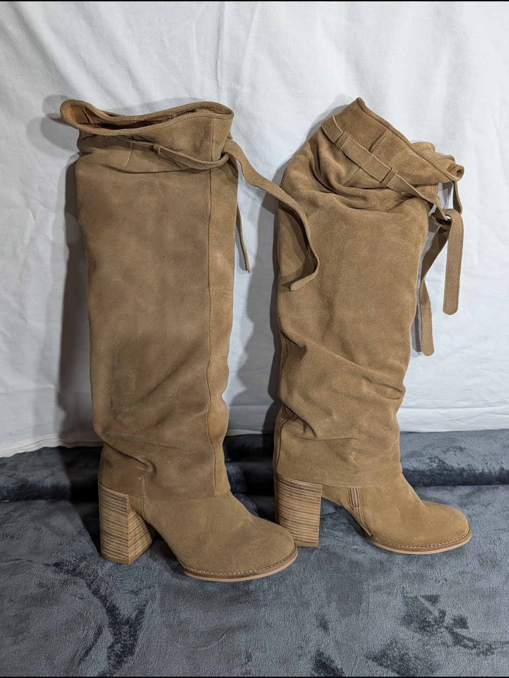 Free People Over-the-Knee Suede Boots in Tan - Picture 2 of 8